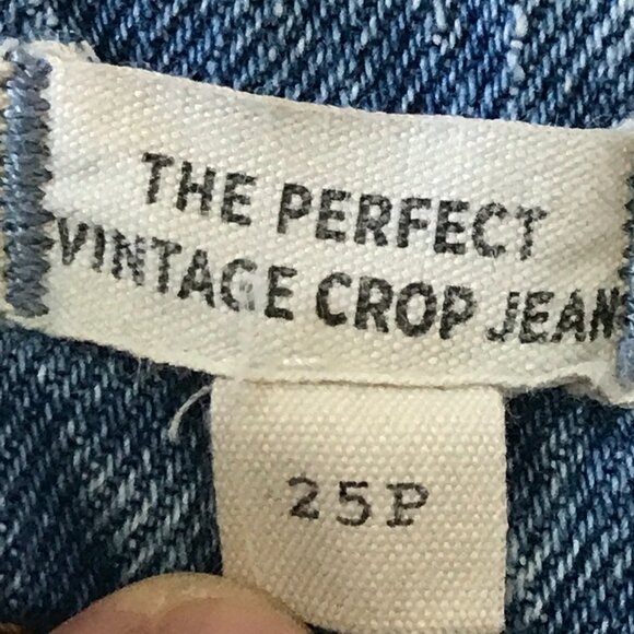 Madewell Perfect Vintage Crop Jean Women size 25P Blue Distressed Raw Hem Grunge - Picture 4 of 14